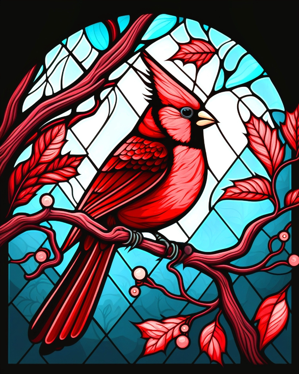 5D Diamond Painting Red Cardinal Panel Abstract Kit